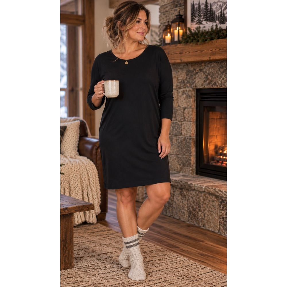 LOFT Outlet Lounge Twist BackV Long Sleeve Dress Sz XL Minimalist Cozy Comfort
